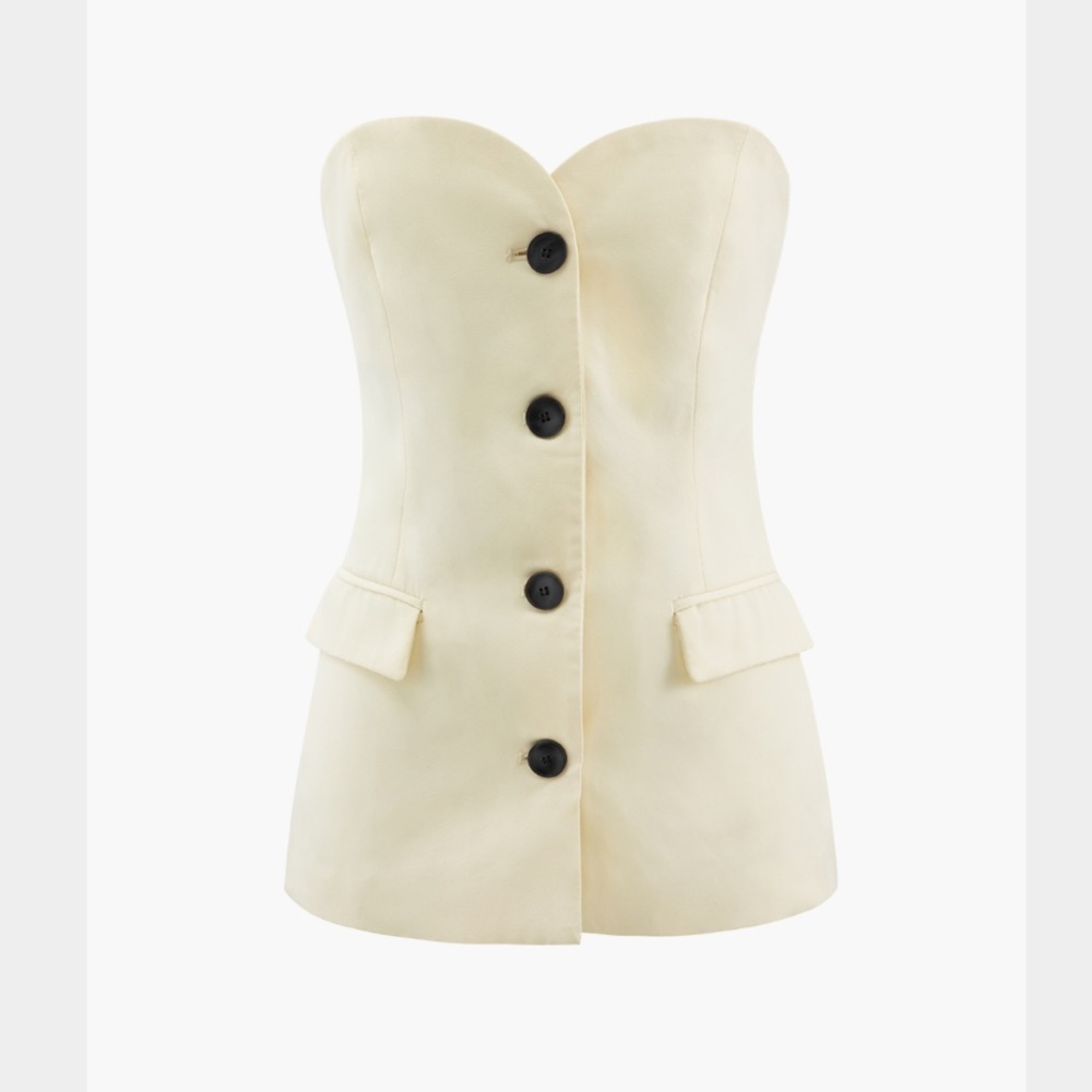 Elegant Cream Buttoned Crop Top